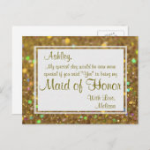 ゴールデングリッター – 私のメイド・オブ・オーナー(花嫁付き添い人)か? インビテーションポストカード (正面/裏面)