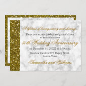 ゴールデングリッター 50周年 結婚記念日 招待状 (正面/裏面)