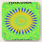 ゴールデングリーンアフリ伝統的カのファブリック色 コースター (正面)