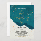 ゴールデングリーンアート結婚式招待状 招待状 (正面/裏面)