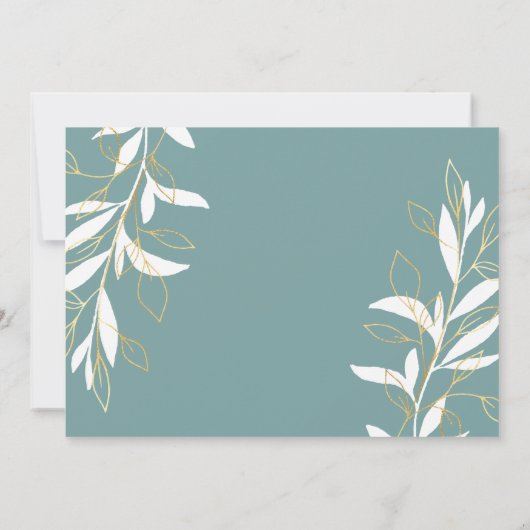 ゴールデングリーンウォーターカラーフローラ婚約パーティ 招待状 (裏面)