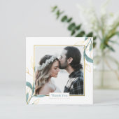 ゴールデングリーンウォーター色のフローラ結婚ズ サンキューカード (スタンド正面)