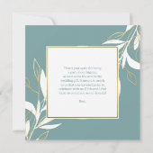 ゴールデングリーンウォーター色のフローラ結婚ズ サンキューカード (裏面)