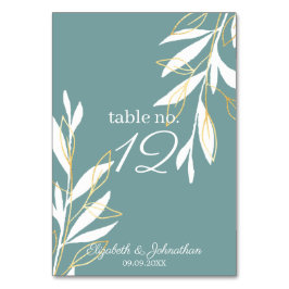 ゴールデングリーンウォーター色フローラウェディングレセプション テーブルナンバー