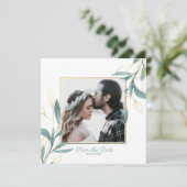 ゴールデングリーンウォーター色フローラ保存日 招待状 (スタンド正面)