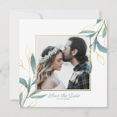 ゴールデングリーンウォーター色フローラ保存日 招待状 (正面)