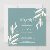 ゴールデングリーンウォーター色フローラ卒業 招待状 (裏面)