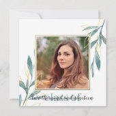 ゴールデングリーンウォーター色フローラ卒業 招待状 (正面)