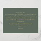 ゴールデングリーンシックトレンディー結婚コラージュの5枚の写真 箔招待状 (裏面)