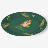 ゴールデングリーンパピードッグキッドの誕生日 ペーパープレート (アングル)