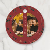 ゴールデングリーンリーレッド2フォトクリスマスホリデー フェイバータグ (裏面)