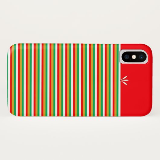 ゴールデングリーンレッドストライプのホワイト Case-Mate iPhoneケース (裏面(横))