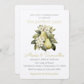 ゴールデングリーン梨ウェディングシャワー招待状 招待状 (正面/裏面)