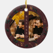 ゴールデングリーン賛美タイポグラフィフォトナス セラミックオーナメント (裏面)