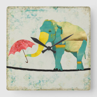 ゴールデングレースフルエレファント時計 スクエア壁時計