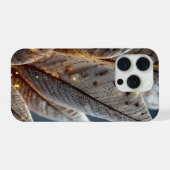 ゴールデングロウフェザー＆リーフテクスチャー iPhoneケース (裏面横)