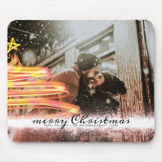 ゴールデングローツリースターグリッタークリスマスフォト マウスパッド (正面)