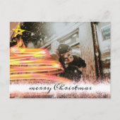 ゴールデングローツリースターグリッターフォトクリスマス ポストカード (正面)