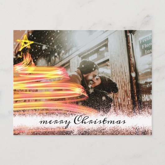 ゴールデングローツリースターグリッターフォトクリスマス ポストカード (正面)