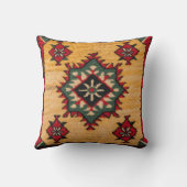 ゴールデングロー：トルコ手作りイエローキリム枕 クッション (裏面)