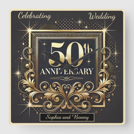 ゴールデングロー：50周年記念トリビュート スクエア壁時計 (正面)