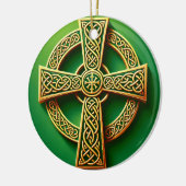 ゴールデンケルト十字オングリーン セラミックオーナメント (左)