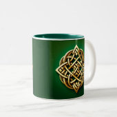 ゴールデンケルト結び目模様オングリーン ツートーンマグカップ (正面右)