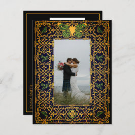 ゴールデンケルト結び目模様セーブ・ザ・デート案内ポスト 案内ポストカード