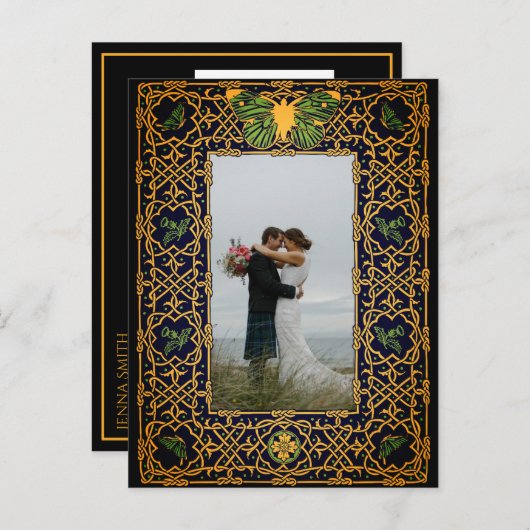 ゴールデンケルト結び目模様セーブ・ザ・デート案内ポスト 案内ポストカード (正面/裏面)