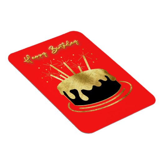 ゴールデンケーキハッピーバースデーフレキシブルマグネット マグネット (右側)