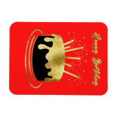 ゴールデンケーキハッピーバースデーフレキシブルマグネット マグネット (横)