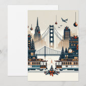 ゴールデンゲートのホリデーマジック サンフランシスコのクリスマス 招待状 (正面/裏面)