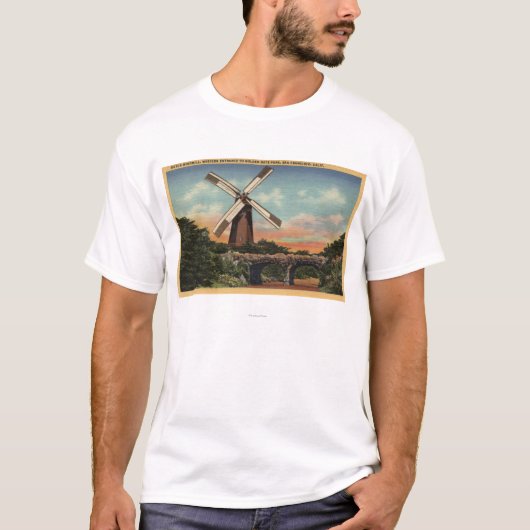 ゴールデンゲートパークのオランダの風車 Tシャツ (正面)