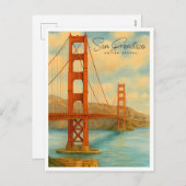 ゴールデンゲートビュー | サンフランシスコ水彩画 シーズンポストカード (正面/裏面)