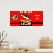 ゴールデンゲートブランドサーモンラベル – ワシントン州シアトル ポスター (キッチン)
