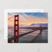 ゴールデンゲートブリッジでの美しい冬の夕日 ポストカード (正面/裏面)