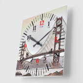 ゴールデンゲートブリッジの-英国および中国のな数字 スクエア壁時計 (傾斜)