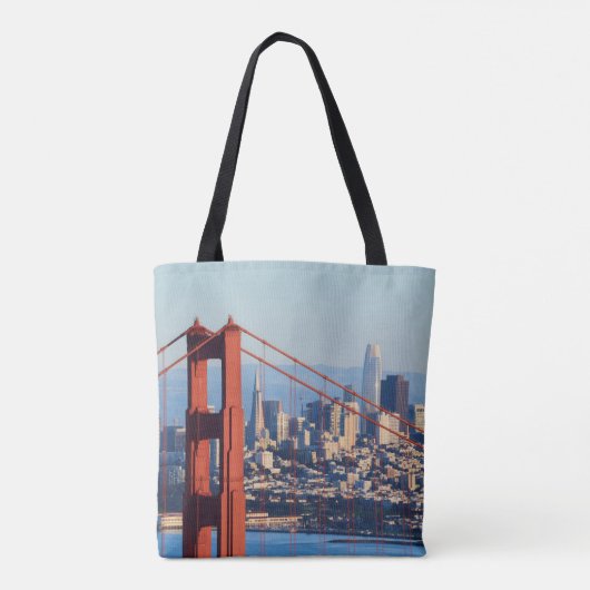 ゴールデンゲートブリッジを通るサンフランシスコの眺め トートバッグ (裏面)