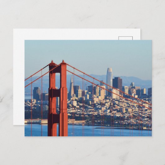 ゴールデンゲートブリッジを通るサンフランシスコの眺め ポストカード (正面/裏面)