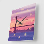ゴールデンゲートブリッジアットサンセット スクエア壁時計 (傾斜)