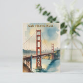 ゴールデンゲートブリッジウォーターカラーサンフランシスコ ポストカード (スタンド正面)