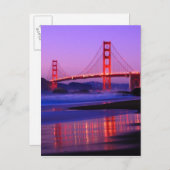 ゴールデンゲートブリッジオンベイカービーチアットサンダウン ポストカード (正面/裏面)