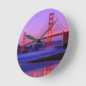 ゴールデンゲートブリッジオンベイカービーチアットサンダウン ラウンド壁時計 (傾斜)