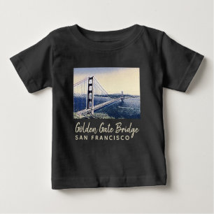 ゴールデンゲートブリッジサンフランシスコウォーターカラーアート ベビーTシャツ