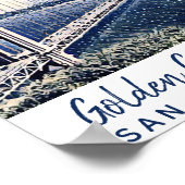 ゴールデンゲートブリッジサンフランシスコウォーターカラーアート ポスター (角)