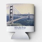 ゴールデンゲートブリッジサンフランシスコウォーターカラーアート 缶クーラー (裏面)