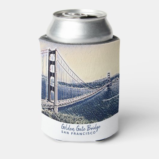 ゴールデンゲートブリッジサンフランシスコウォーターカラーアート 缶クーラー (缶裏面)