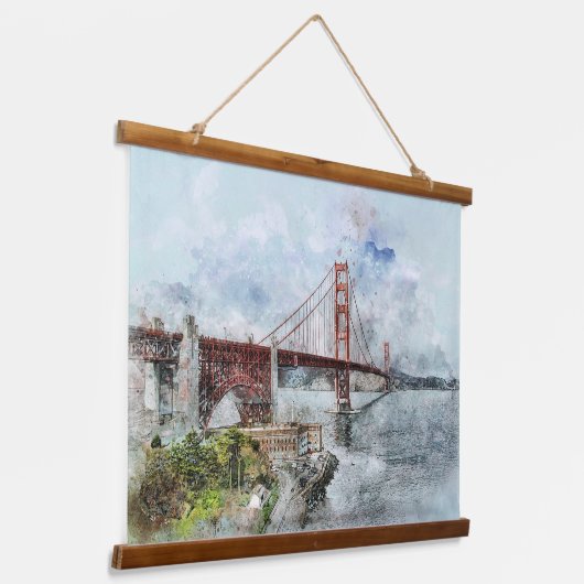 ゴールデンゲートブリッジサンフランシスコカリフォルニア 吊り下げ型タペストリー (傾斜あり)