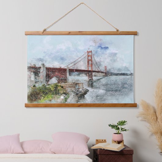 ゴールデンゲートブリッジサンフランシスコカリフォルニア 吊り下げ型タペストリー (寝室)
