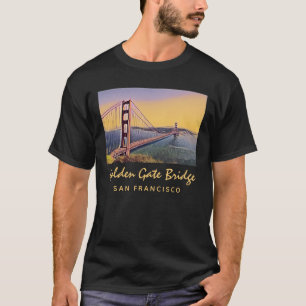 ゴールデンゲートブリッジサンフランシスコ絵画ヴィンテージズ Tシャツ